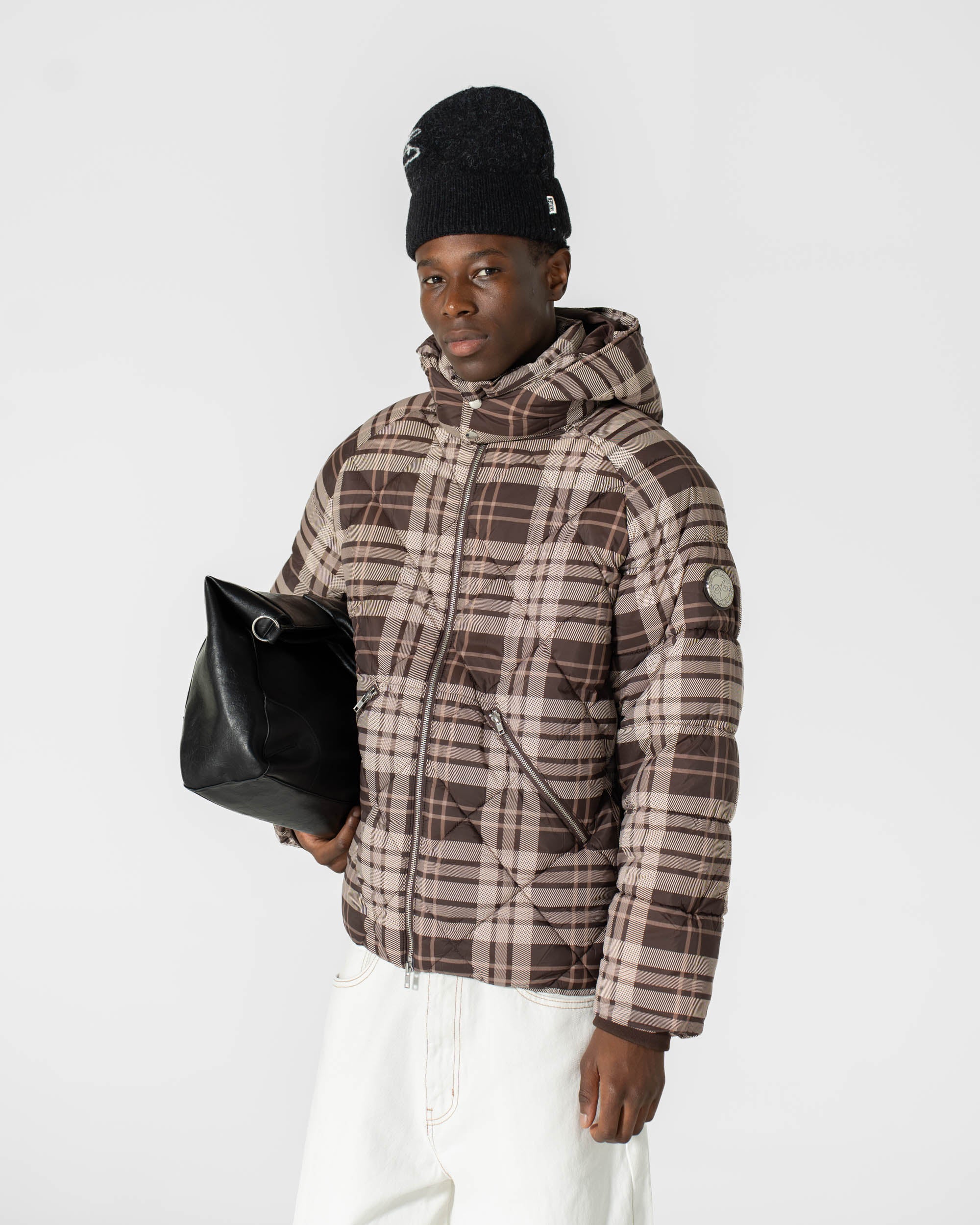 PUFFER JACKET BROWN CHECKED